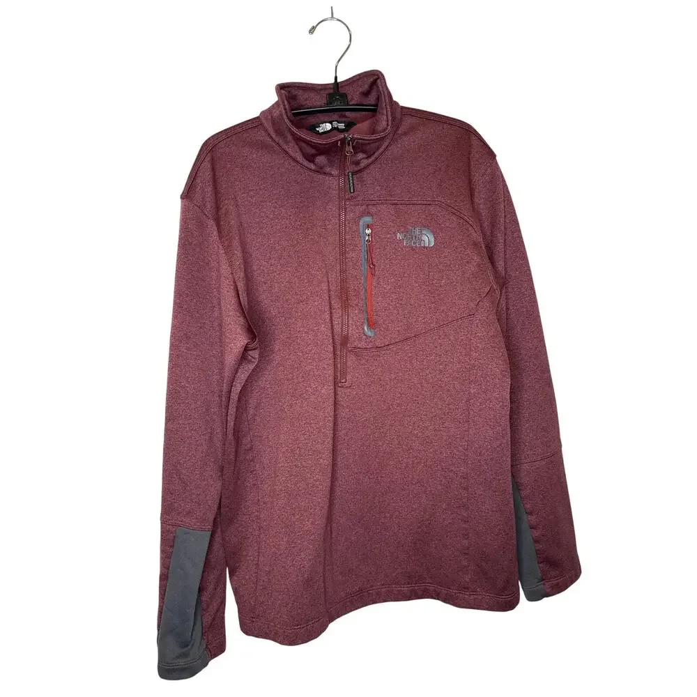 The North Face Men’s 3/4 Zip Maroon Pullover Fleece Lined Jacket EUC Sz Lg Poly